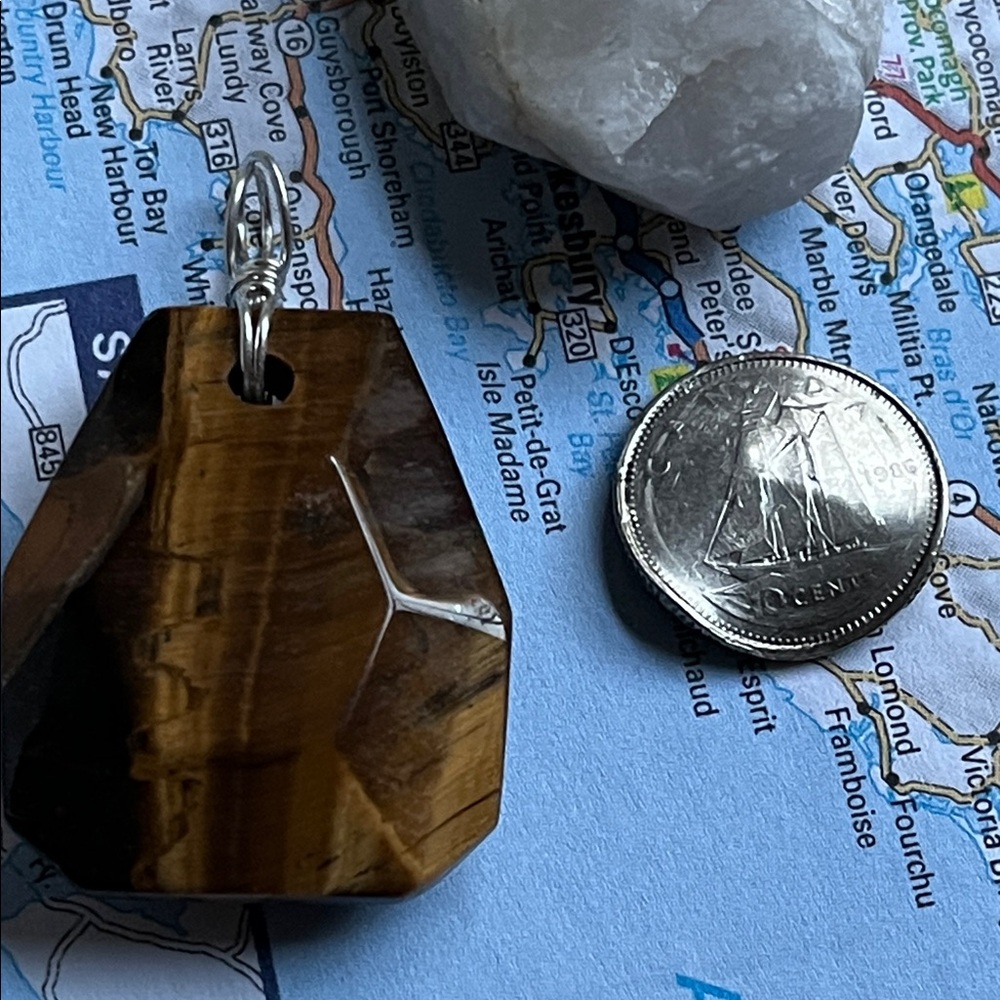 NWOT Tiger's Eye Pendant sterling bail - Picture 4 of 4